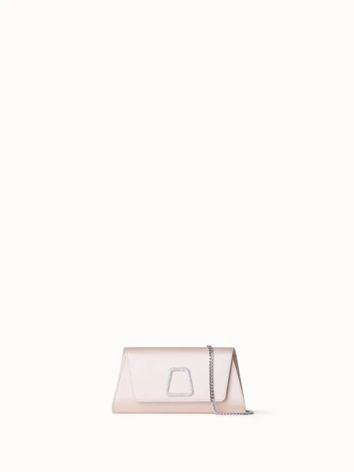 Mini Anouk Clutch In Satin With Crystal Trapezoid Alabaster Women Akris Crossbody Bags