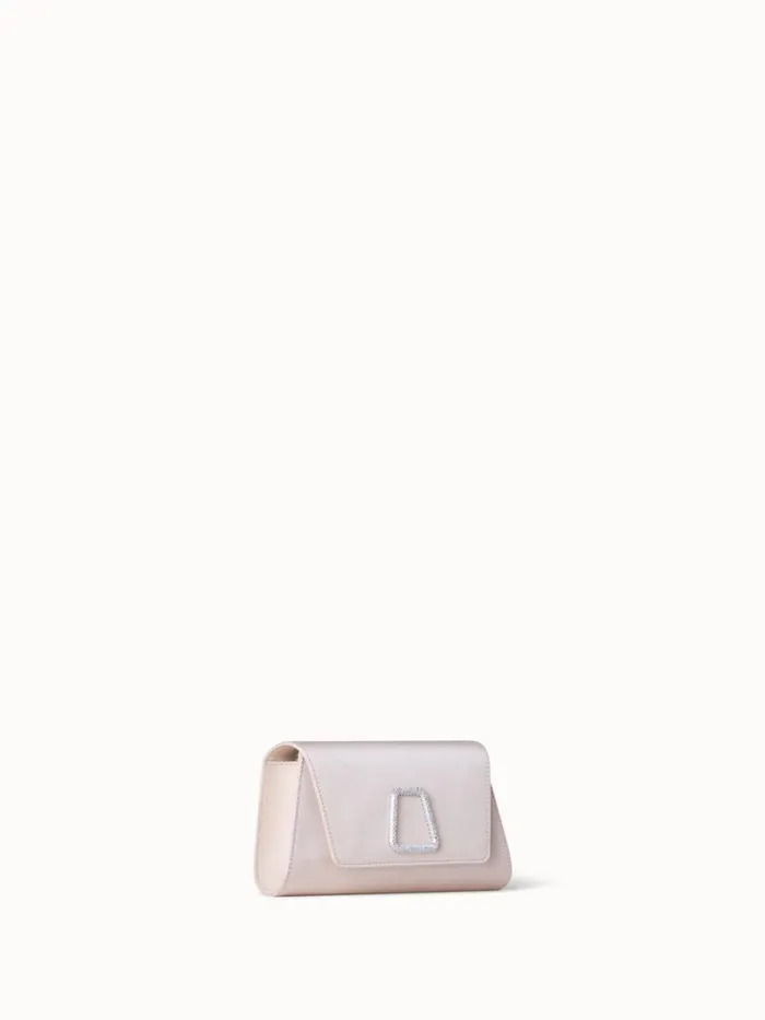 Mini Anouk Clutch In Satin With Crystal Trapezoid Alabaster Women Akris Crossbody Bags