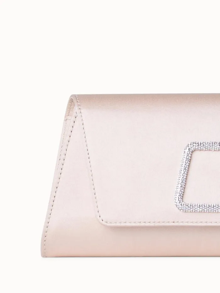 Mini Anouk Clutch In Satin With Crystal Trapezoid Alabaster Women Akris Crossbody Bags