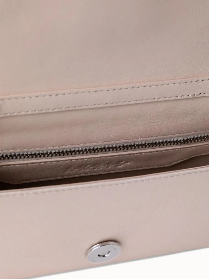 Mini Anouk Clutch In Satin With Crystal Trapezoid Alabaster Women Akris Crossbody Bags