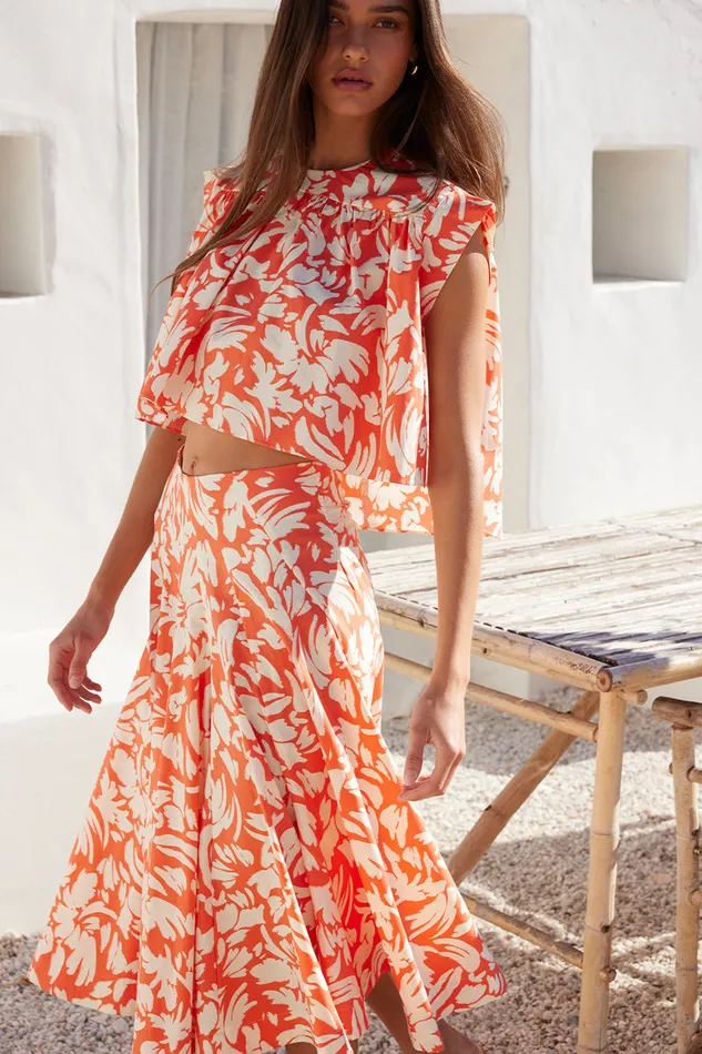 Misa Los Angeles Alina Top Patmos Tangerine Women Matching Sets