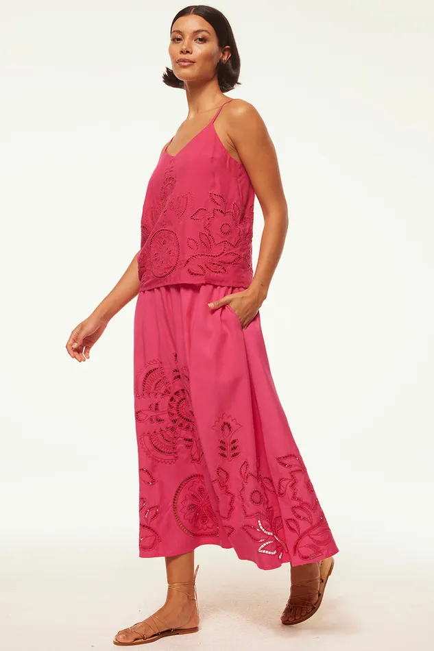 Misa Los Angeles Analisse Skirt Pink Eyelet Women Skirts and Shorts