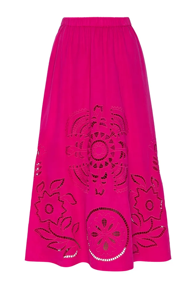 Misa Los Angeles Analisse Skirt Pink Eyelet Women Skirts and Shorts