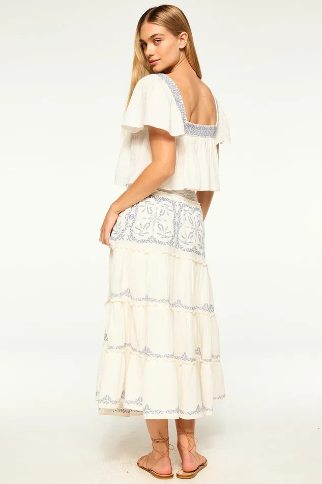 Misa Los Angeles Anju Top Ivory Embroidery Women Tops