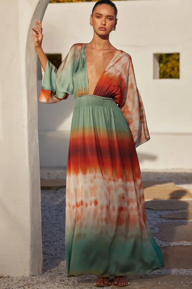 Misa Los Angeles Bardot Dress Carnelian Ombre Women Dresses