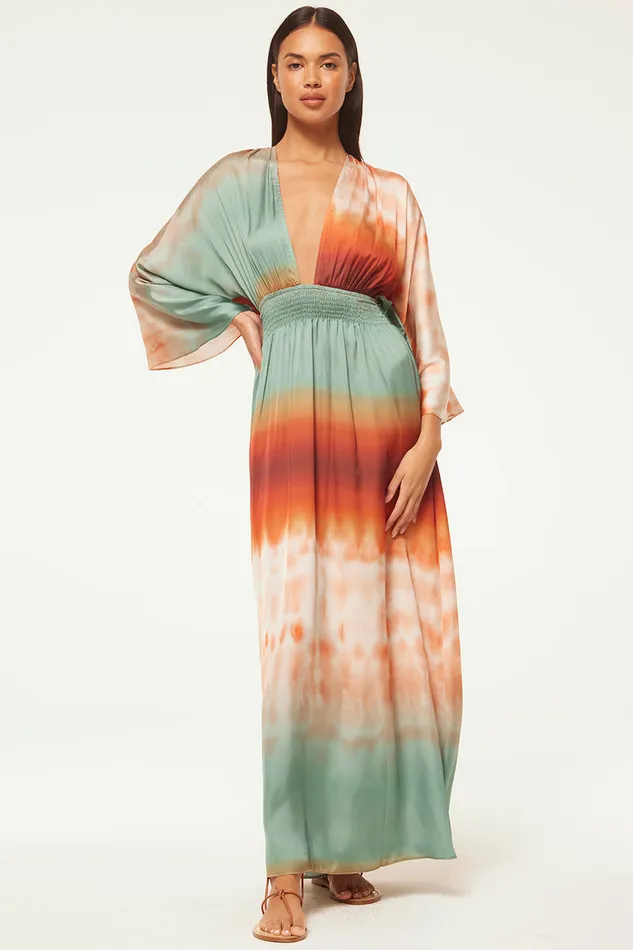 Misa Los Angeles Bardot Dress Carnelian Ombre Women Dresses