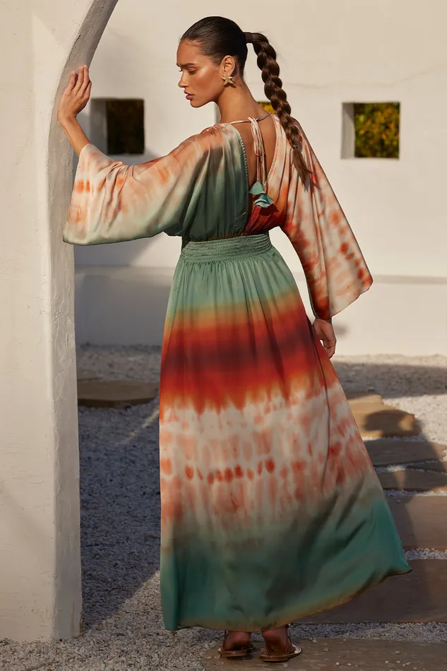Misa Los Angeles Bardot Dress Carnelian Ombre Women Dresses
