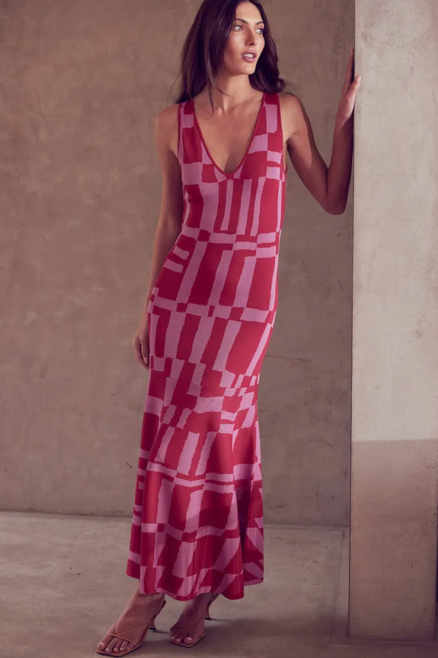 Misa Los Angeles Brenna Dress Pink U0026 Red Women Knits