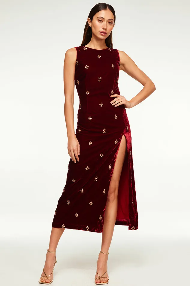 Misa Los Angeles Delaney Dress Garnet Velvet Women Dresses