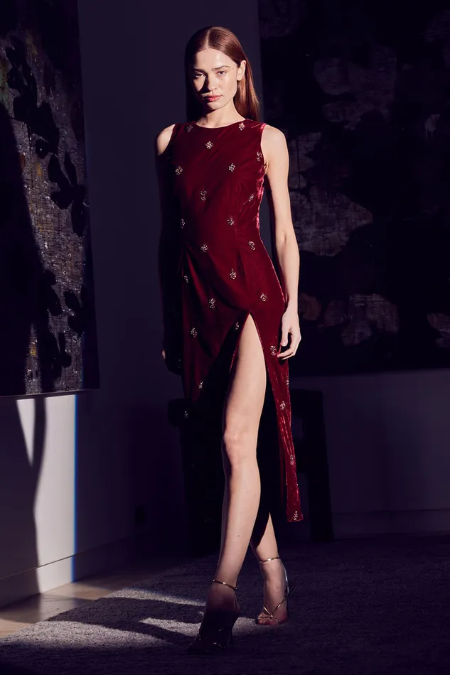 Misa Los Angeles Delaney Dress Garnet Velvet Women Dresses