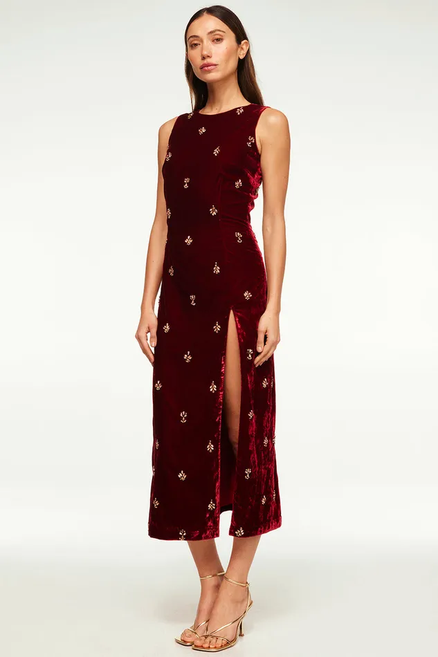 Misa Los Angeles Delaney Dress Garnet Velvet Women Dresses