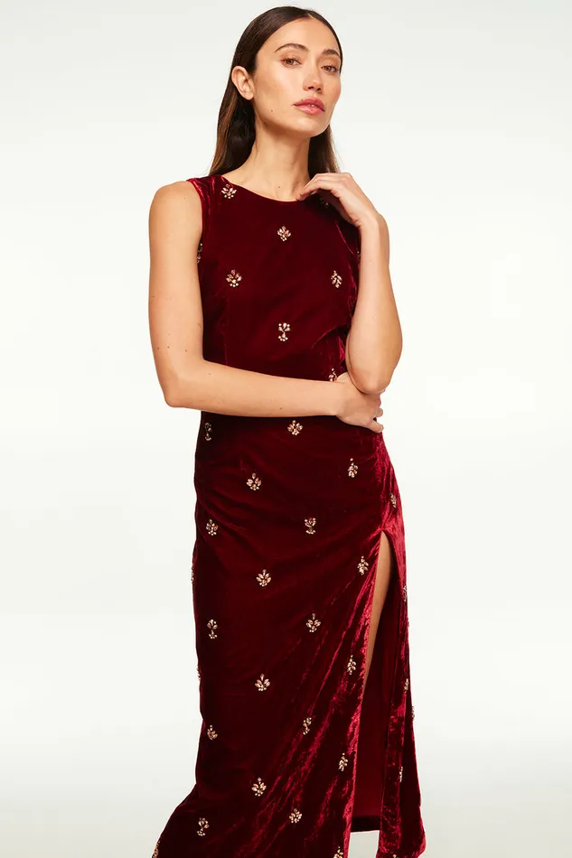 Misa Los Angeles Delaney Dress Garnet Velvet Women Dresses