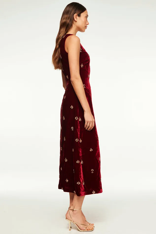 Misa Los Angeles Delaney Dress Garnet Velvet Women Dresses