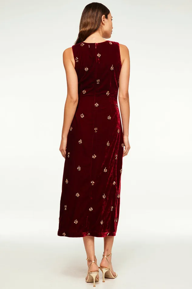 Misa Los Angeles Delaney Dress Garnet Velvet Women Dresses