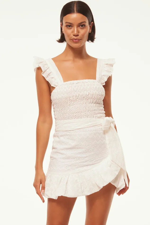 Misa Los Angeles Eden Skirt White Eyelet Women Matching Sets