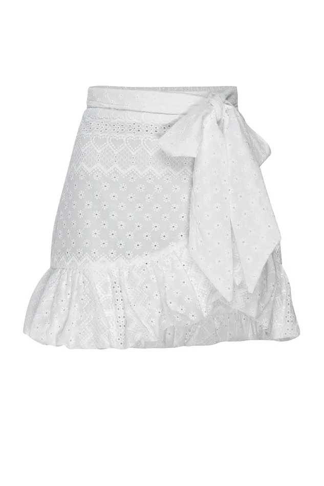 Misa Los Angeles Eden Skirt White Eyelet Women Matching Sets