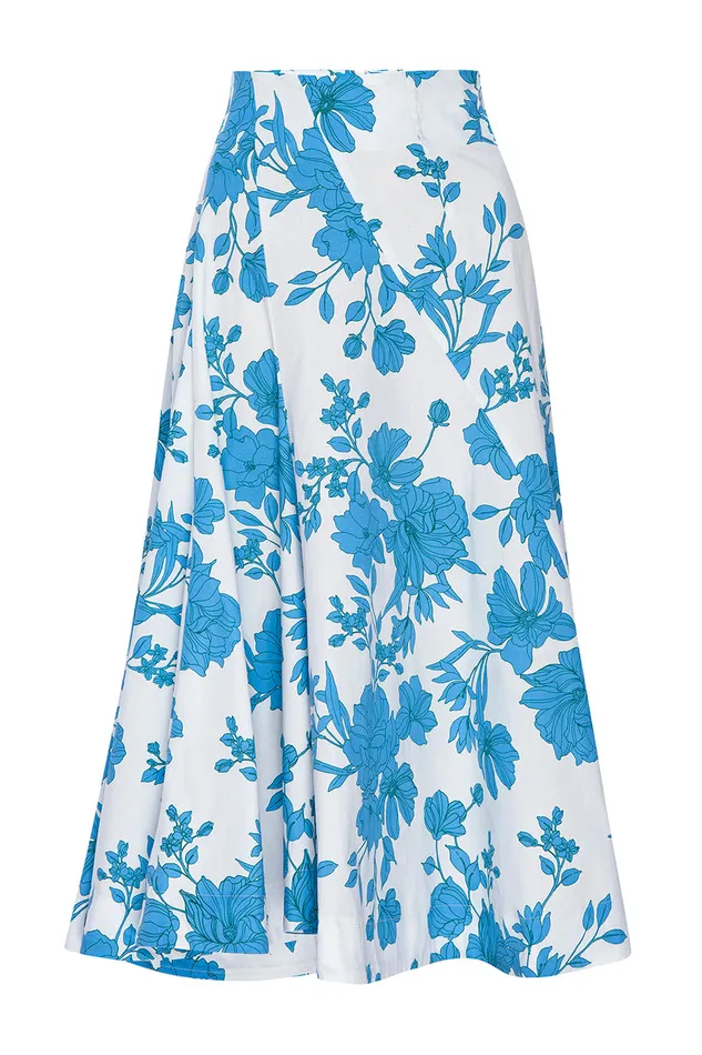 Misa Los Angeles Emma Skirt Turquoise Flora Poplin Women Matching Sets
