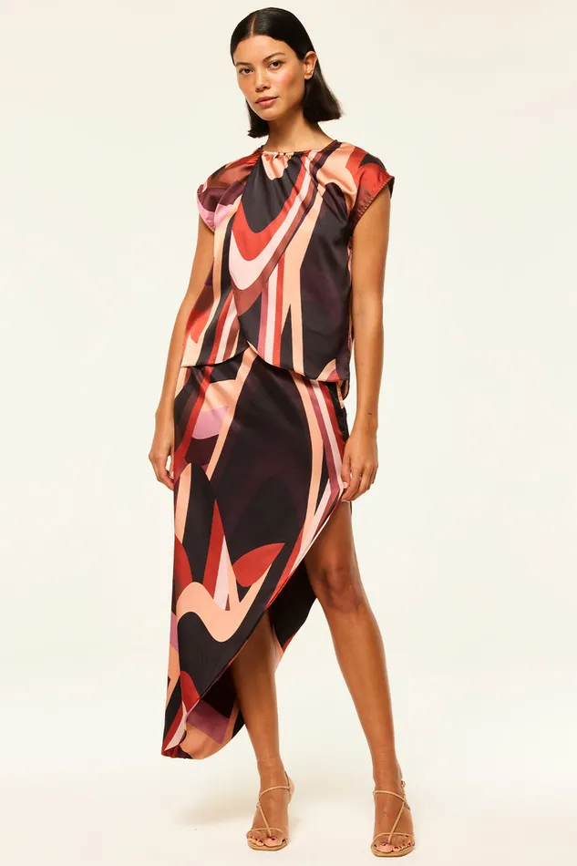Misa Los Angeles Franco Skirt Canyon Stripe Satin Women Skirts and Shorts