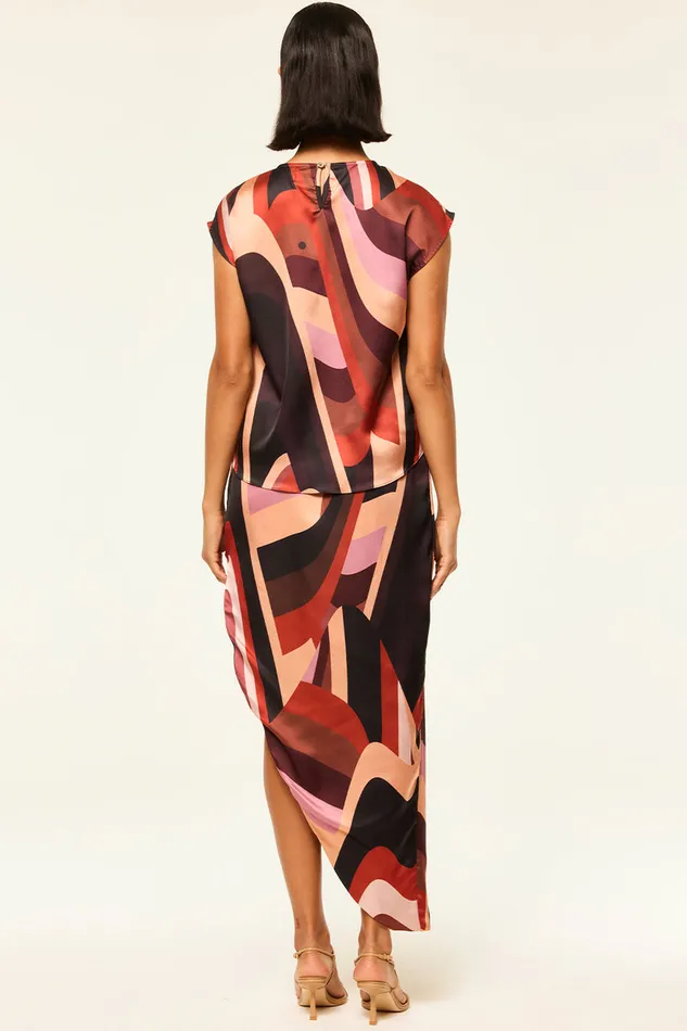 Misa Los Angeles Franco Skirt Canyon Stripe Satin Women Skirts and Shorts