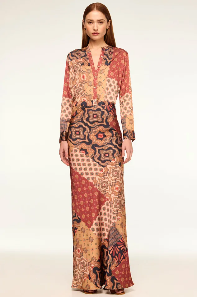Misa Los Angeles Frankie Top Surreal Patchwork Satin Women Tops