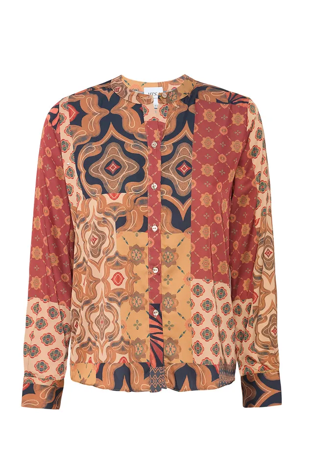 Misa Los Angeles Frankie Top Surreal Patchwork Satin Women Tops