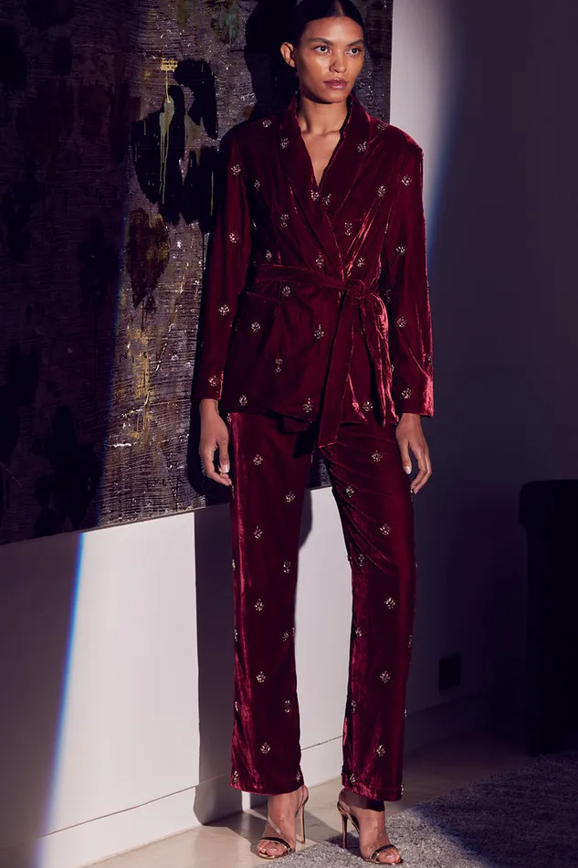 Misa Los Angeles Harlow Pant Garnet Velvet Women Matching Sets