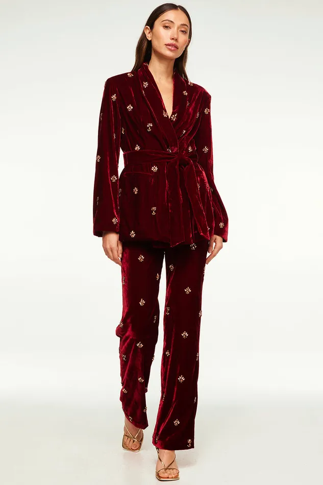Misa Los Angeles Harlow Pant Garnet Velvet Women Matching Sets
