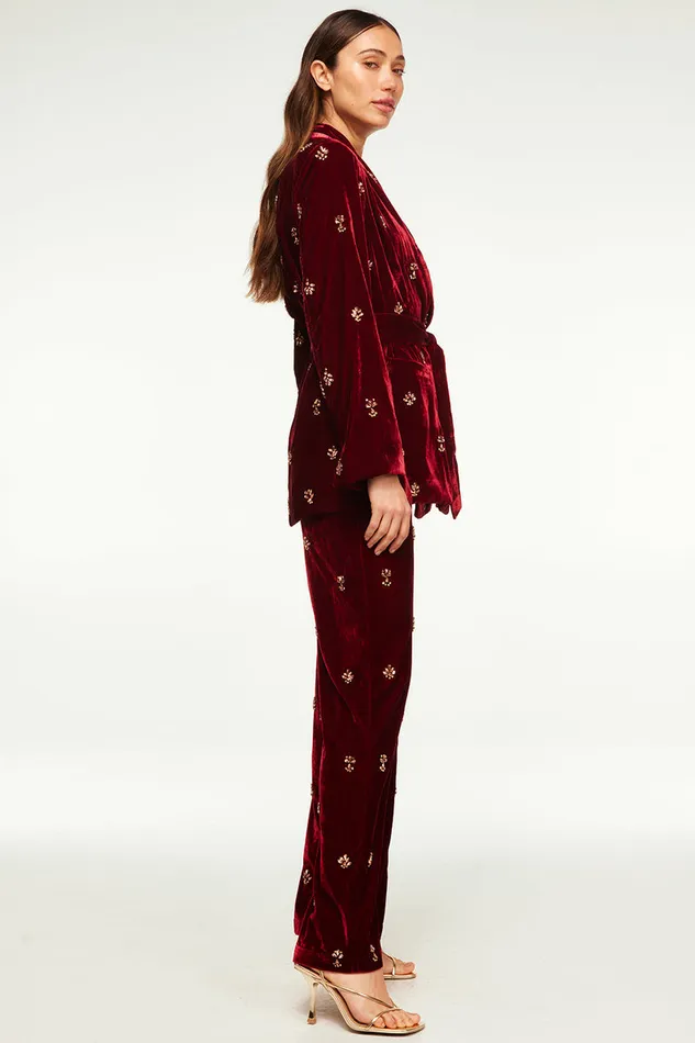 Misa Los Angeles Harlow Pant Garnet Velvet Women Matching Sets