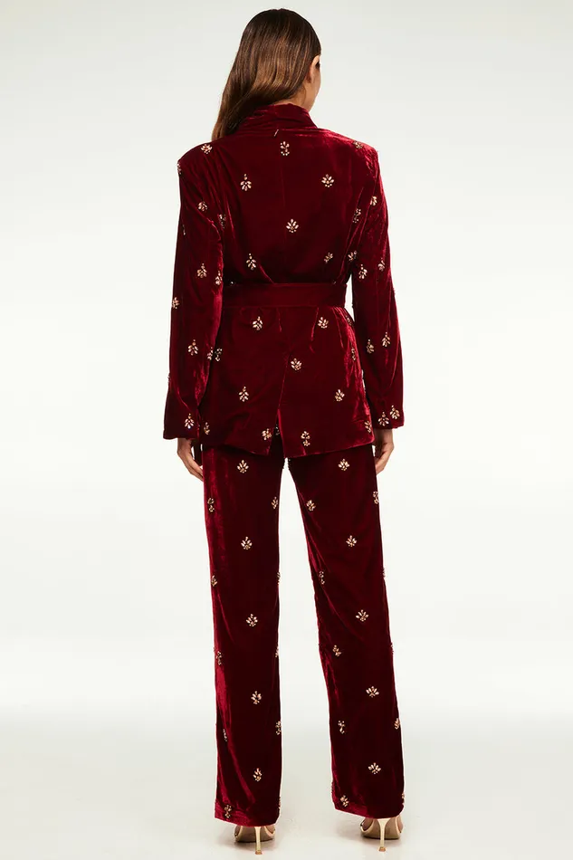 Misa Los Angeles Harlow Pant Garnet Velvet Women Matching Sets