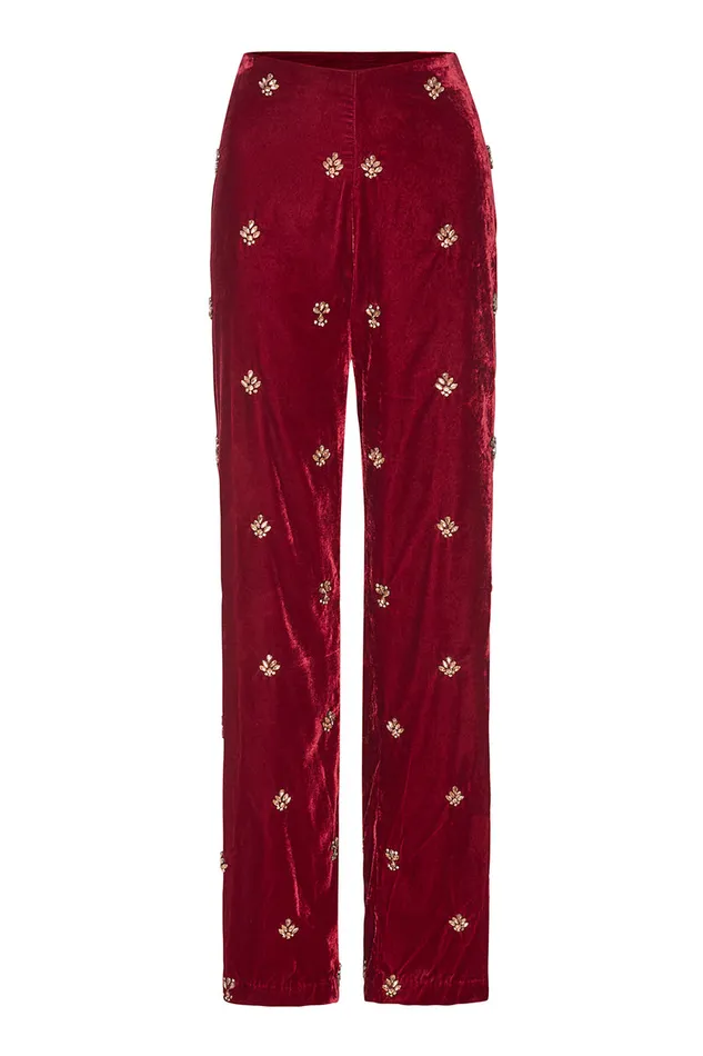 Misa Los Angeles Harlow Pant Garnet Velvet Women Matching Sets