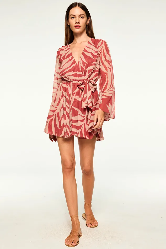 Misa Los Angeles Kaia Dress Rust Palm Frond Women Dresses