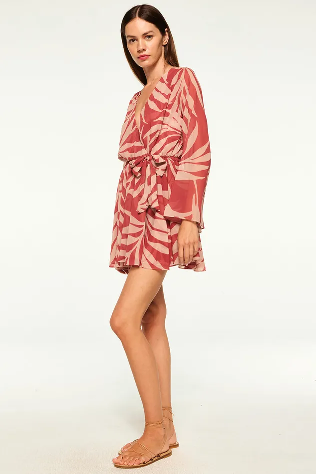 Misa Los Angeles Kaia Dress Rust Palm Frond Women Dresses
