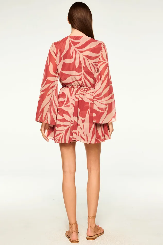 Misa Los Angeles Kaia Dress Rust Palm Frond Women Dresses