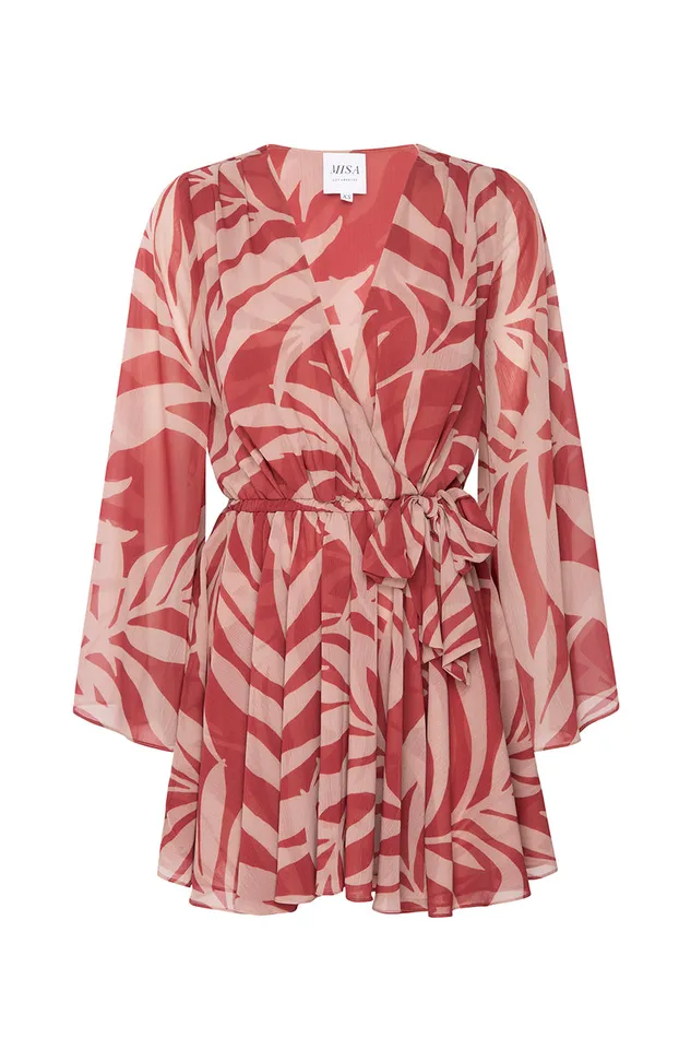 Misa Los Angeles Kaia Dress Rust Palm Frond Women Dresses