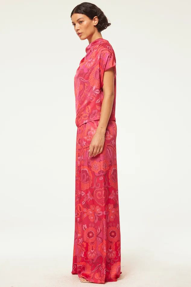 Misa Los Angeles Lemor Pant Flora Corsica Fuchsia Women Matching Sets