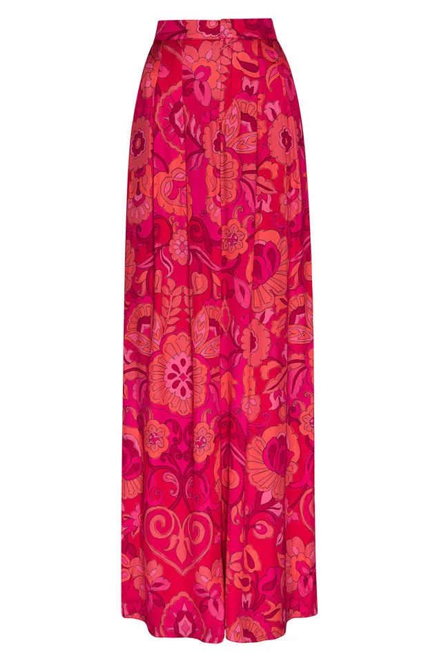 Misa Los Angeles Lemor Pant Flora Corsica Fuchsia Women Matching Sets