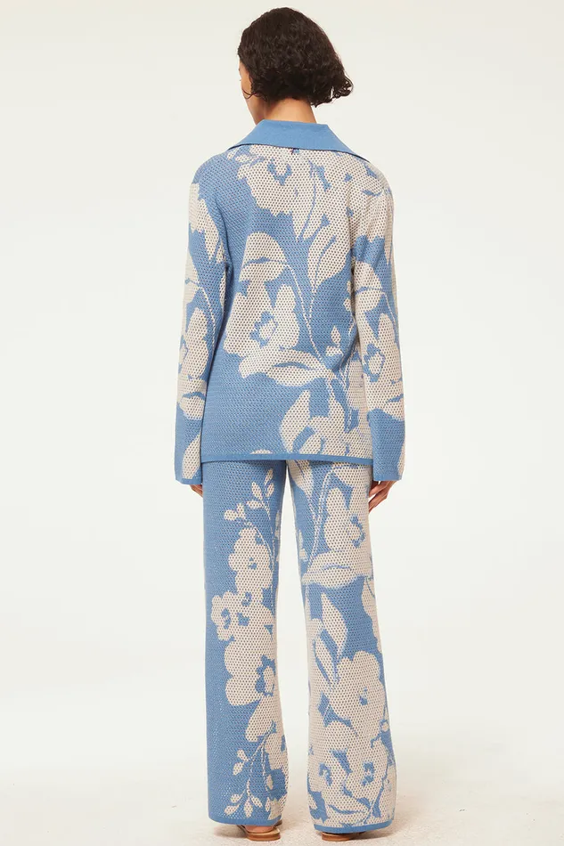 Misa Los Angeles Liam Pant Blue Hibiscus Flora Women Matching Sets