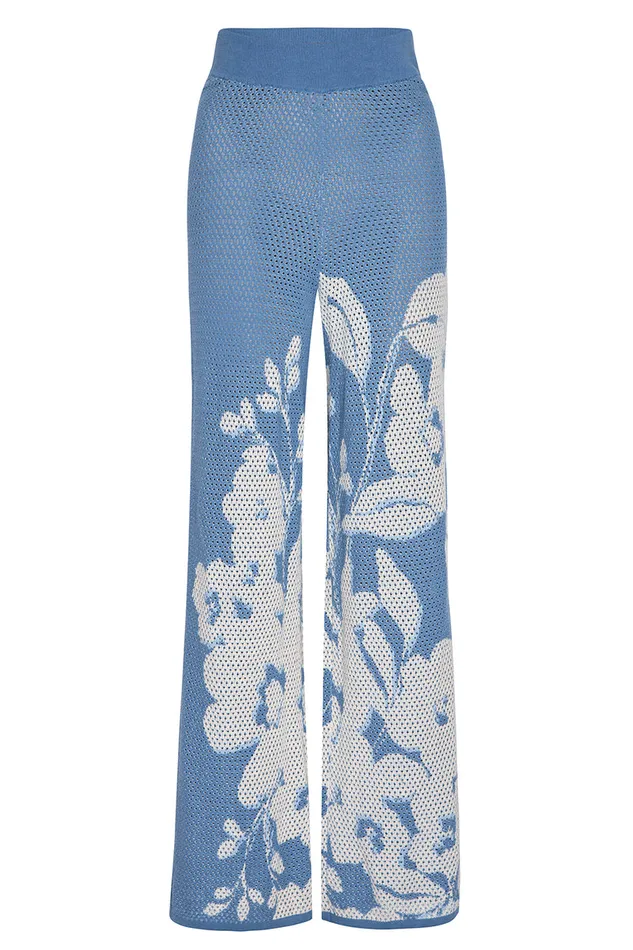 Misa Los Angeles Liam Pant Blue Hibiscus Flora Women Matching Sets