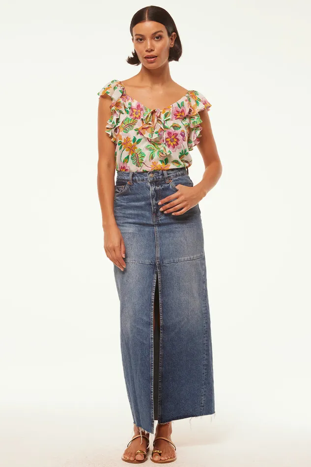 Misa Los Angeles Luca Top Flora Exotica Chiffon Women Tops