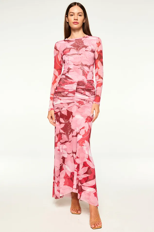 Misa Los Angeles Lula Top Flora Rosada Mesh Women Matching Sets