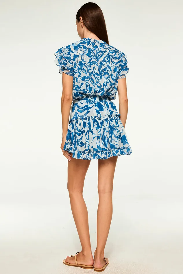 Misa Los Angeles Maria Top Blue Watercolor Chiffon Women Matching Sets