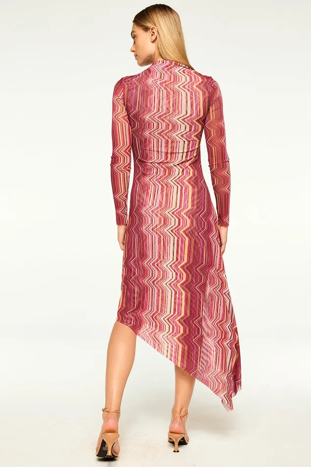 Misa Los Angeles Marina Dress La Banda Crimson Mesh Women Dresses