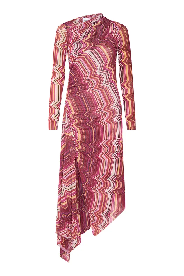 Misa Los Angeles Marina Dress La Banda Crimson Mesh Women Dresses