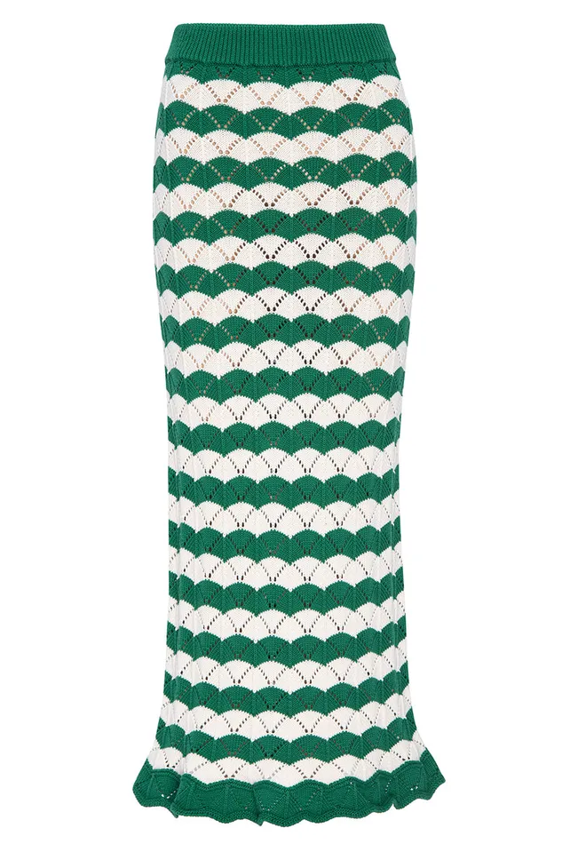 Misa Los Angeles Melina Skirt Emerald Stripe Women Matching Sets
