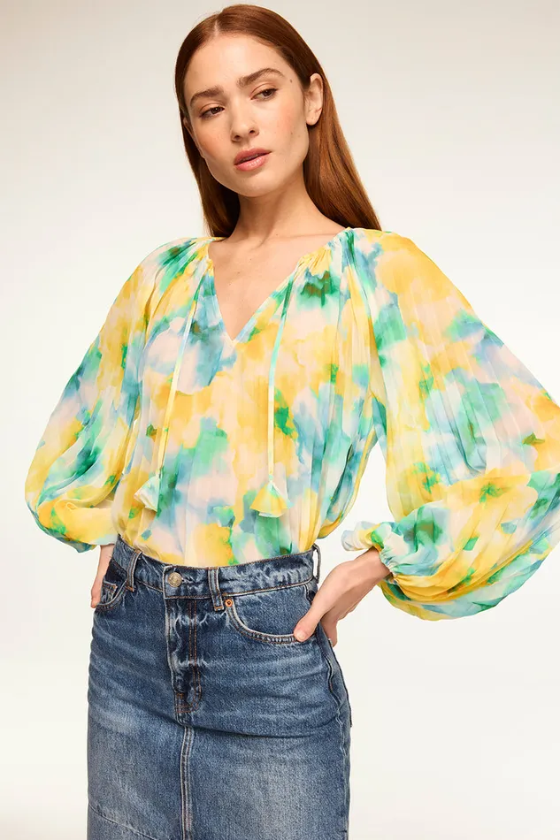 Misa Los Angeles Rina Top Citron Watercolor Women Matching Sets