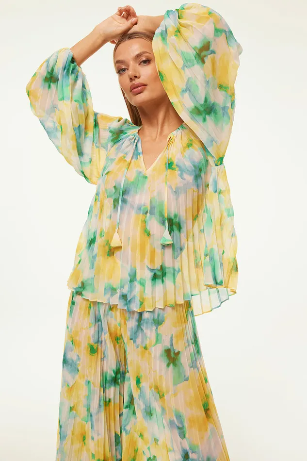 Misa Los Angeles Rina Top Citron Watercolor Women Matching Sets