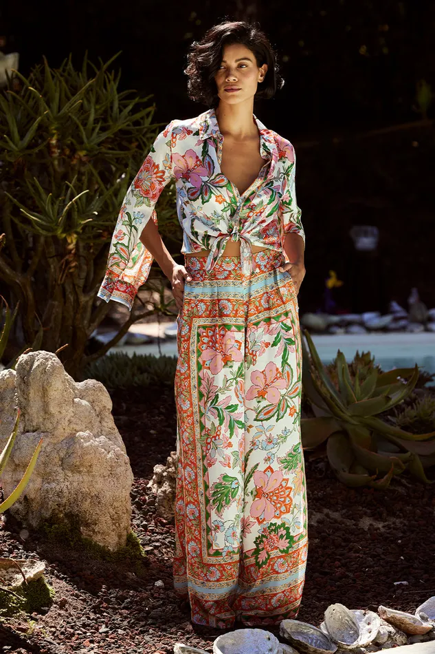 Misa Los Angeles Roya Top Casablanca Border Mix Women Matching Sets