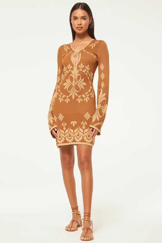 Misa Los Angeles Sahar Dress Brown Flora Santiago Women Knits
