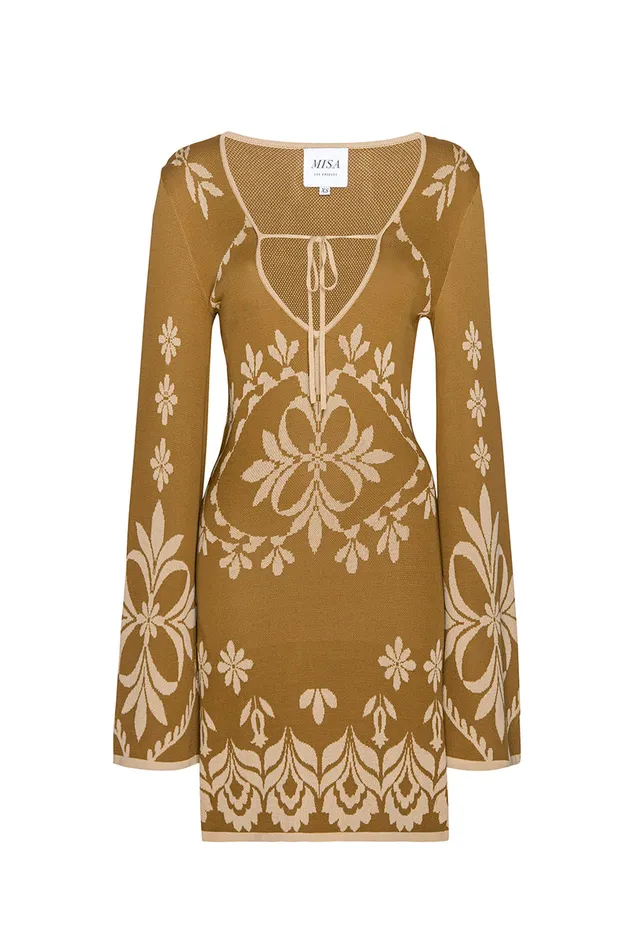 Misa Los Angeles Sahar Dress Brown Flora Santiago Women Knits