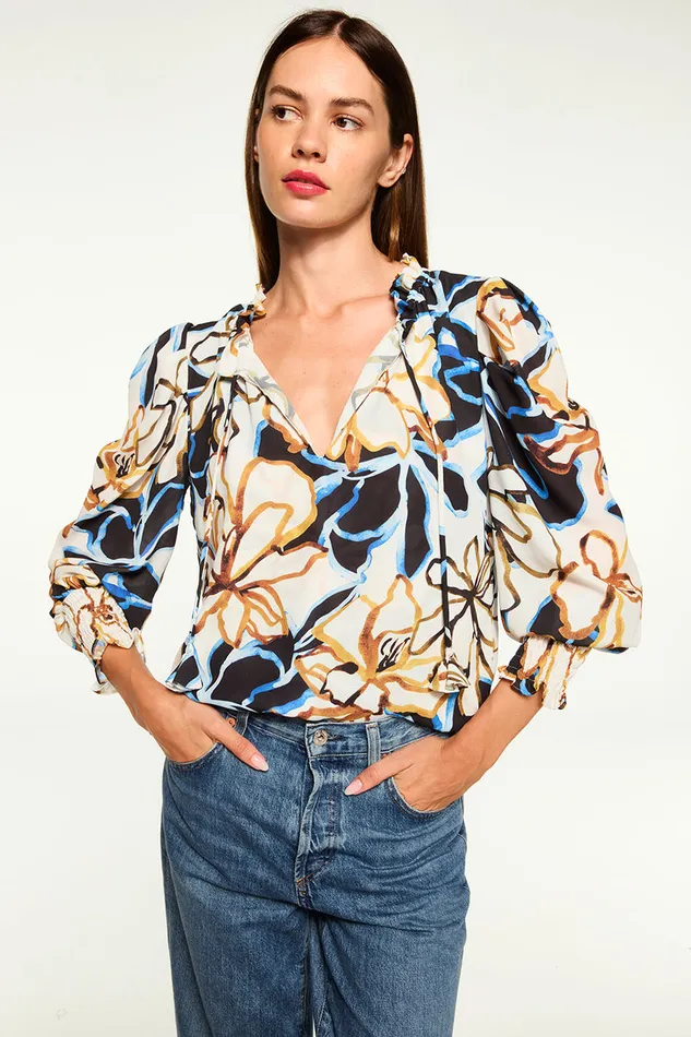 Misa Los Angeles Siena Top Bold Blooms Crepe Women Tops
